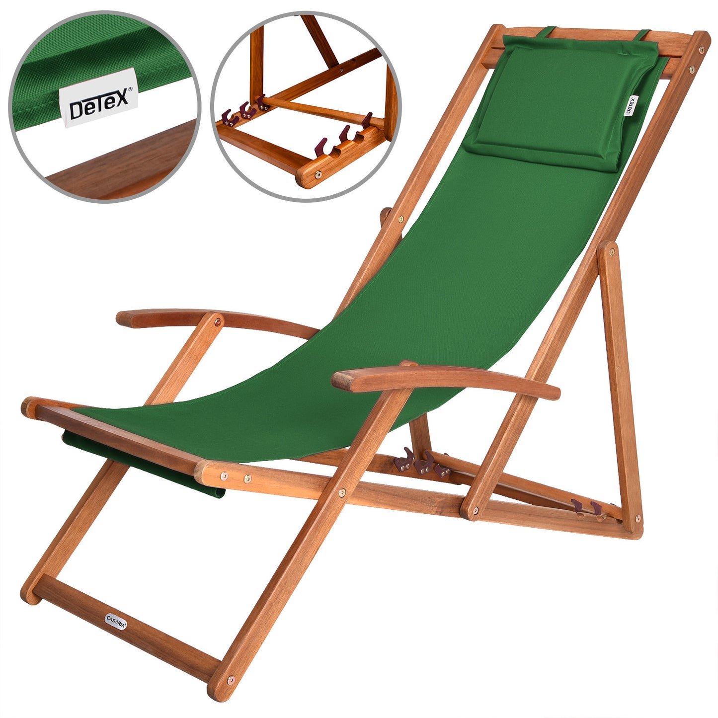 Casaria Ligstoel Acaciahout – Opvouwbaar tot 160kg – Groen
