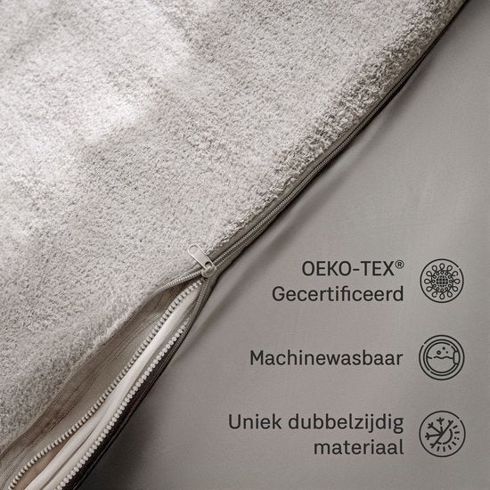 CozySense® Verzwaringsdeken Hoes 140x200 - Dubbelzijdig Materiaal - Voor Elk Seizoen - 360° Rits Technologie - Hypoallergeen & OEKO-TEX® - Grijs