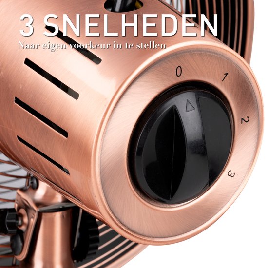 Lifetime Air Tafelventilator - 230V - Bureau Ventilator 30CM - 3 Snelheden - Oscillerende Functie - Kantelbaar - Rosé