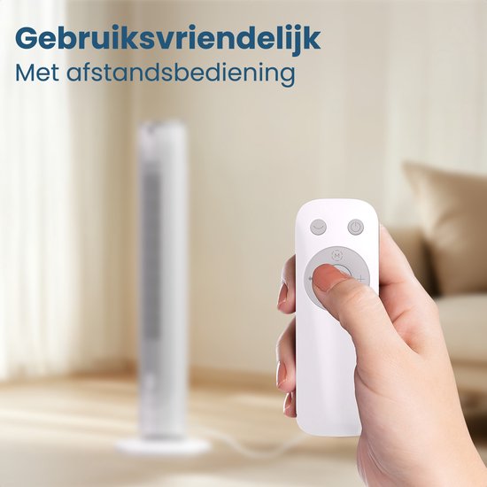 Auronic Torenventilator - Vloerventilator - Luchtkoeler - Ventilator Staand - 105 CM - 5 Snelheden - Met Afstandsbediening - Stille Ventilator - Fan - 45 dB - Wit