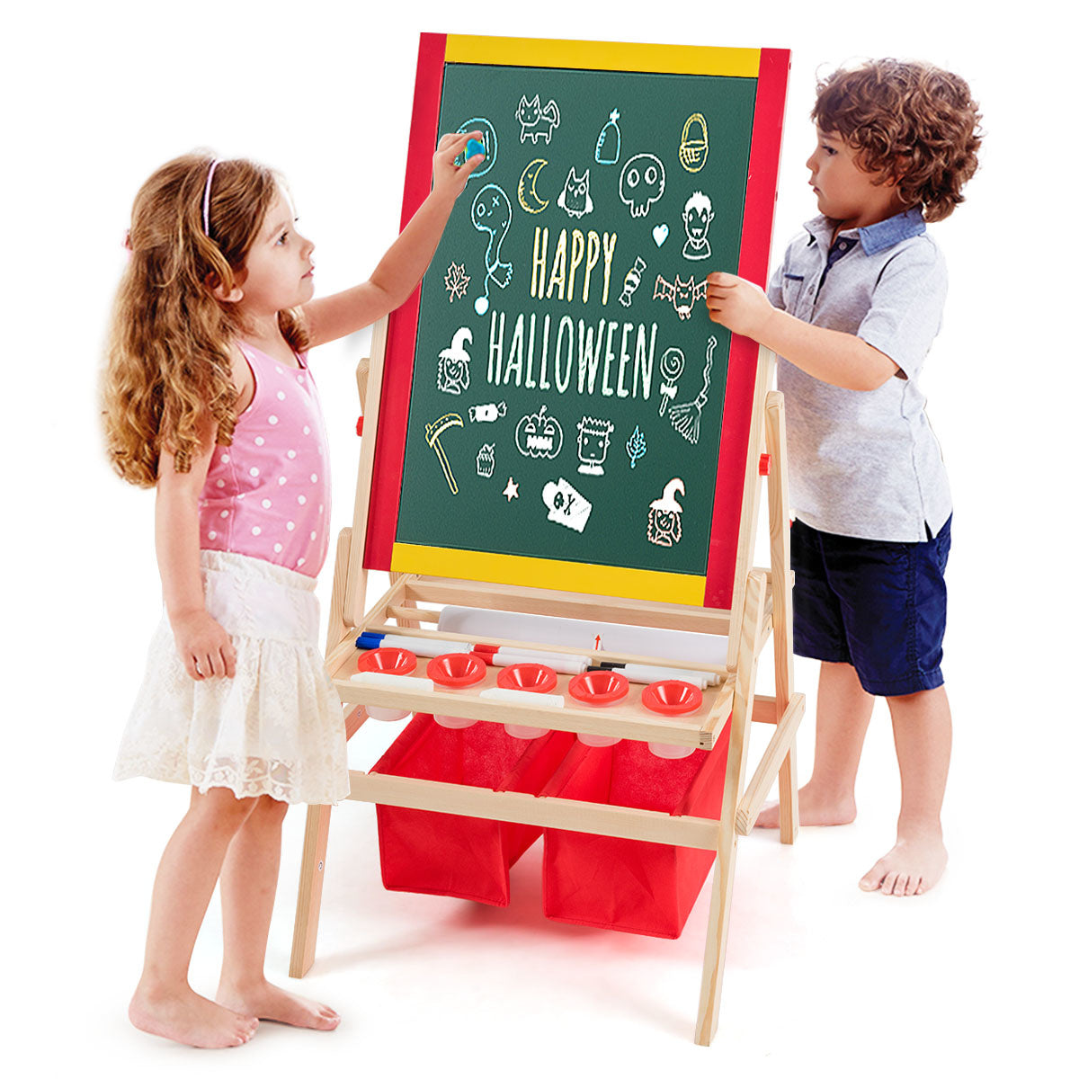 Coast 3 in 1 Schilderbord Voor Kinderen Dubbelzijdig Whiteboard & Krijtbord - 52.5 x 51.5 x 106.5 cm