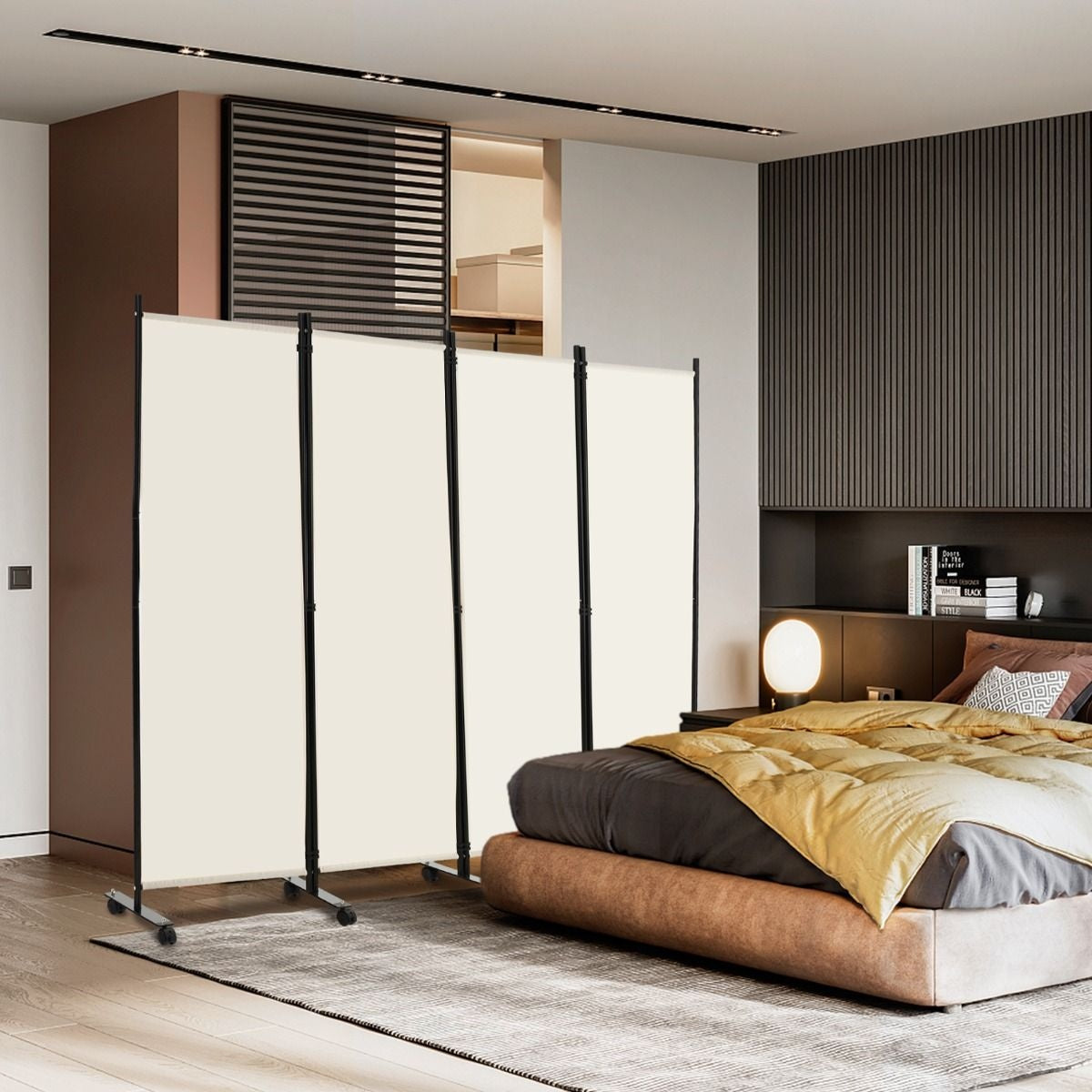Coast scheidingswand - 4-delig - op wieltjes - opvouwbaar - 225 x 173 cm - wit
