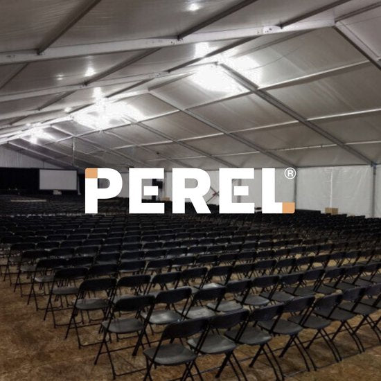 Perel Klapstoel, inklapbaar, weerbestendig, maximaal 150 kg, evenementen, bijeenkomsten, kleinere ruimtes, zwart