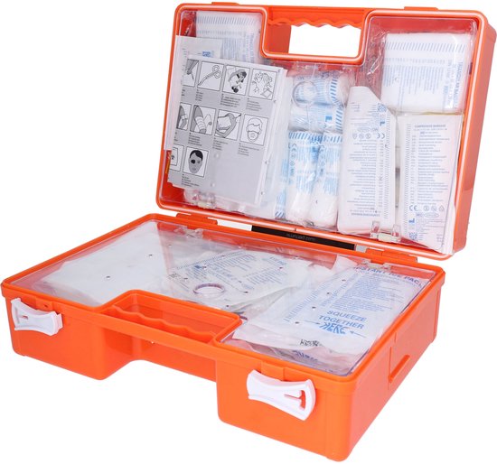 Carpoint EHBO koffer 166-delig - DIN13169 – Voor Bedrijf Hulpverleners – 2 compartimenten & kleinere compartimenten - 33x25x13cm