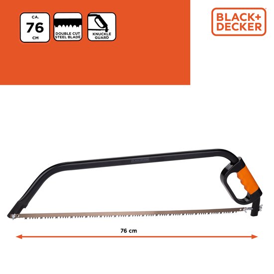 BLACK+DECKER Beugelzaag BXGTTO7034 - 30"/76CM - Zachte Comfortgreep - Schokabsorberend - Knokkelbescherming - Staal - Zwart/Oranje
