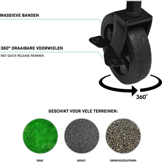 VONROC Bolderkar – Compact model – Opvouwbaar – 60 kg draagvermogen – 50l inhoud – Massieve anti-lek wielen – Stevig stalen frame – Polyester 600D – Zwart