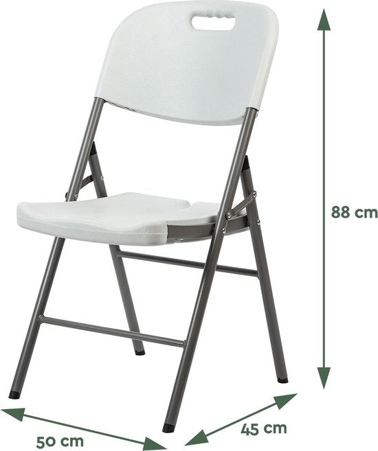 BRASQ Klapstoel Wit - Vouwstoel - Opvouwbare stoel 45x50x88 cm - PVC - Eettafelstoel