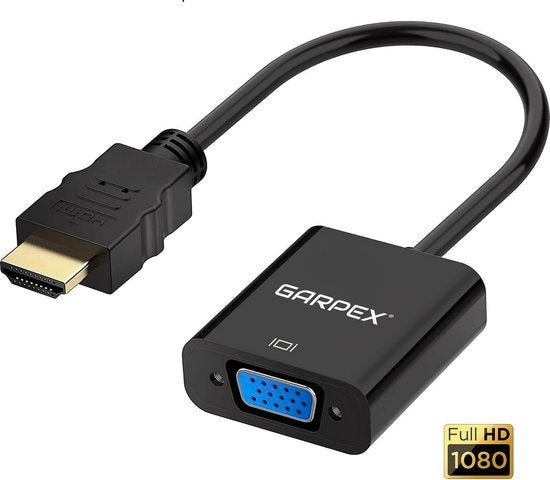 Garpex® HDMI naar VGA Adapter – HDMI naar VGA – Full HD 1080P – Male naar Female - HDMI Kabel - Extra Monitor