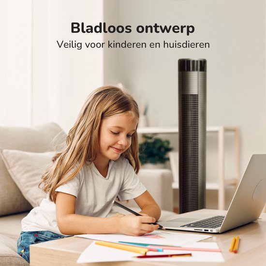 Bloomfold Toren Ventilator - 38 inches - Grijs - Afstandsbediening - Slaapstand - 12 uur Timer - Full Led Display