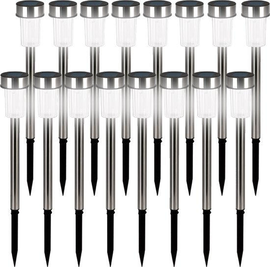 Tuinverlichting – Led lamp – 16 stuks – IP44 – Waterdicht – Wit – RVS
