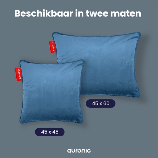 Auronic Warmtekussen - Velvet - 45x45 - Draadloos - Oplaadbaar - Elektrisch kussen - Infrarood - Blauwgrijs