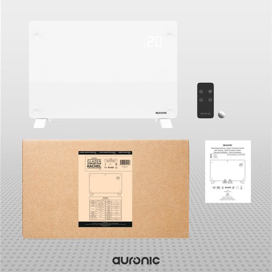 Auronic Elektrische Kachel Convectorkachel met Thermostaat en Afstandsbediening - Paneelverwarming -tot 22 m2 - 2000W Heater - Wit