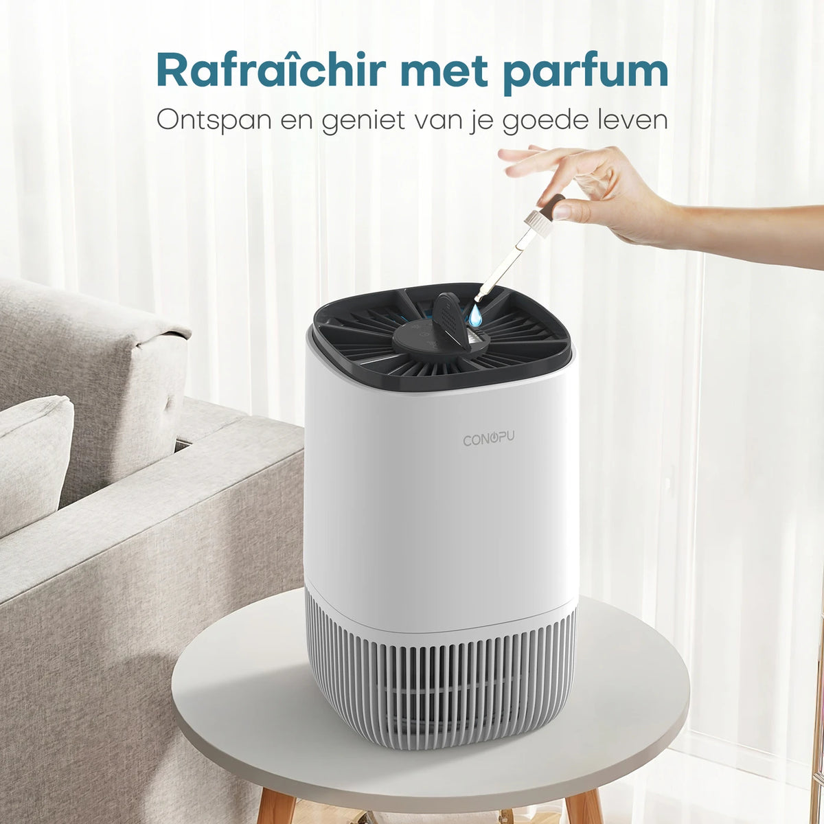Conopu HEPA-Luchtreiniger - Geurfunctie en Timer - 17 × 17 × 26 cm