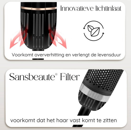 Sansbeauté® 8-in-1 Airstyler met Diffuser - Hairwrap - Multistyler - Fohnborstel Kort Haar - Dupe - Haarstyler - Haardroger - Warmteborstel - Krulborstel - Krultang - Stijlborstel - Coldshot