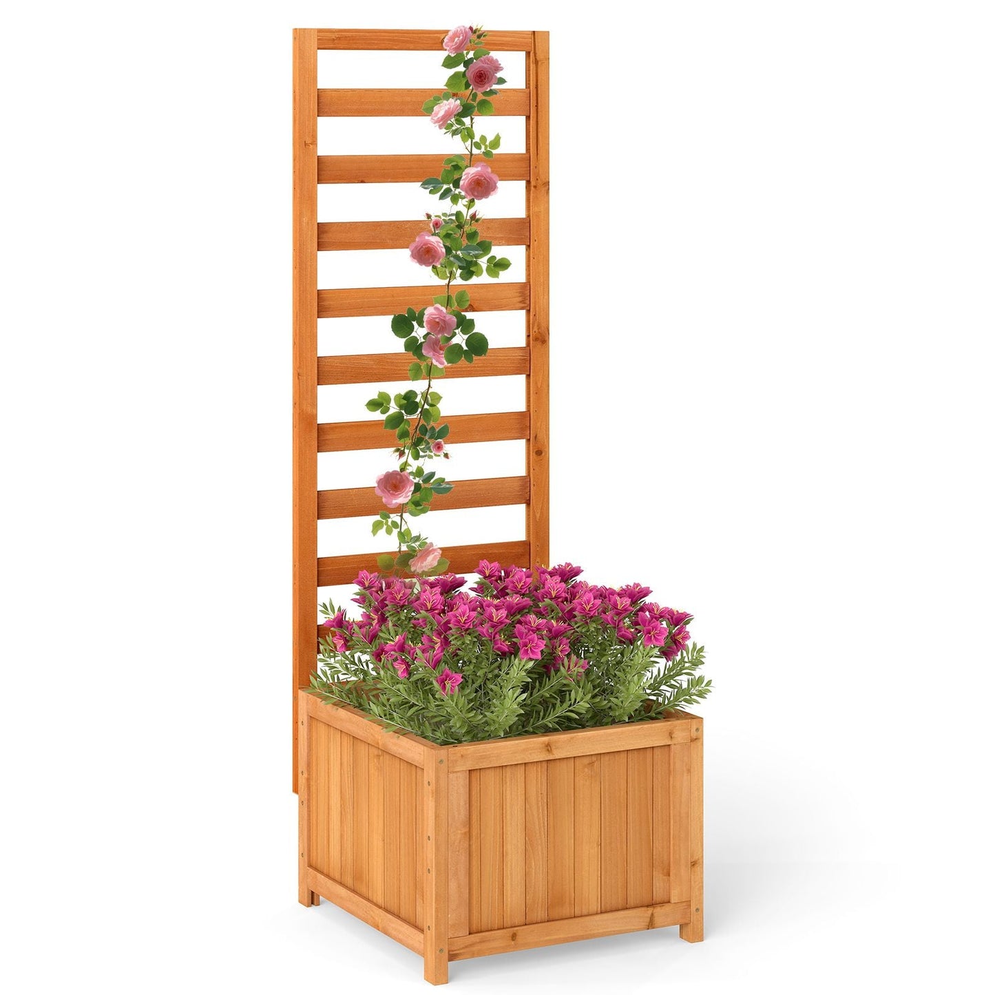 Coast Houten Verhoogde Plantenbak met Klimrek - Oranje - 42,5 x 40,5 x 123 cm