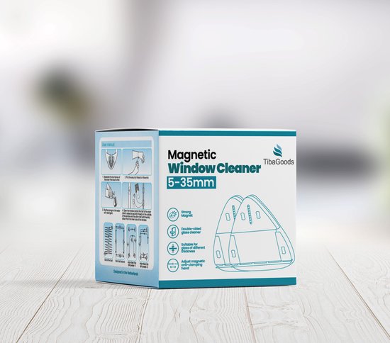 TibaGoods Magnetische Raamwisser Voor Dubbelglas - Ruitenreiniger - Ramenwasser - Magneet Ramenwisser - 5-35mm dikte