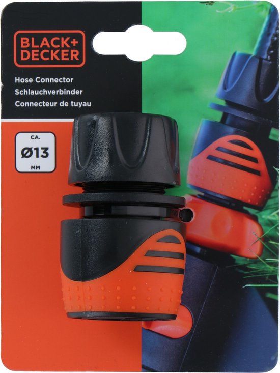 BLACK+DECKER Tuinslang Koppeling 1/2'' - Tuinslangen ⌀13mm - Kunststof - Zwart/ Oranje