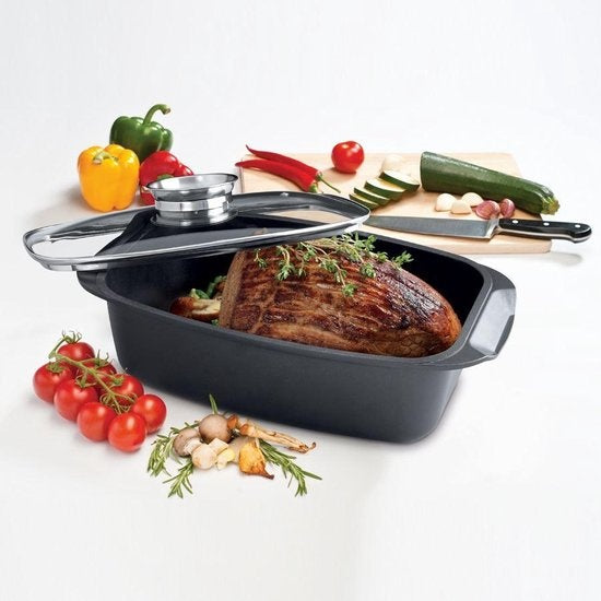 alpina Braadslede - Ovenschaal Rechthoekig - 39,5x22,5x10,8cm - 5.5L - RVS - Zwart