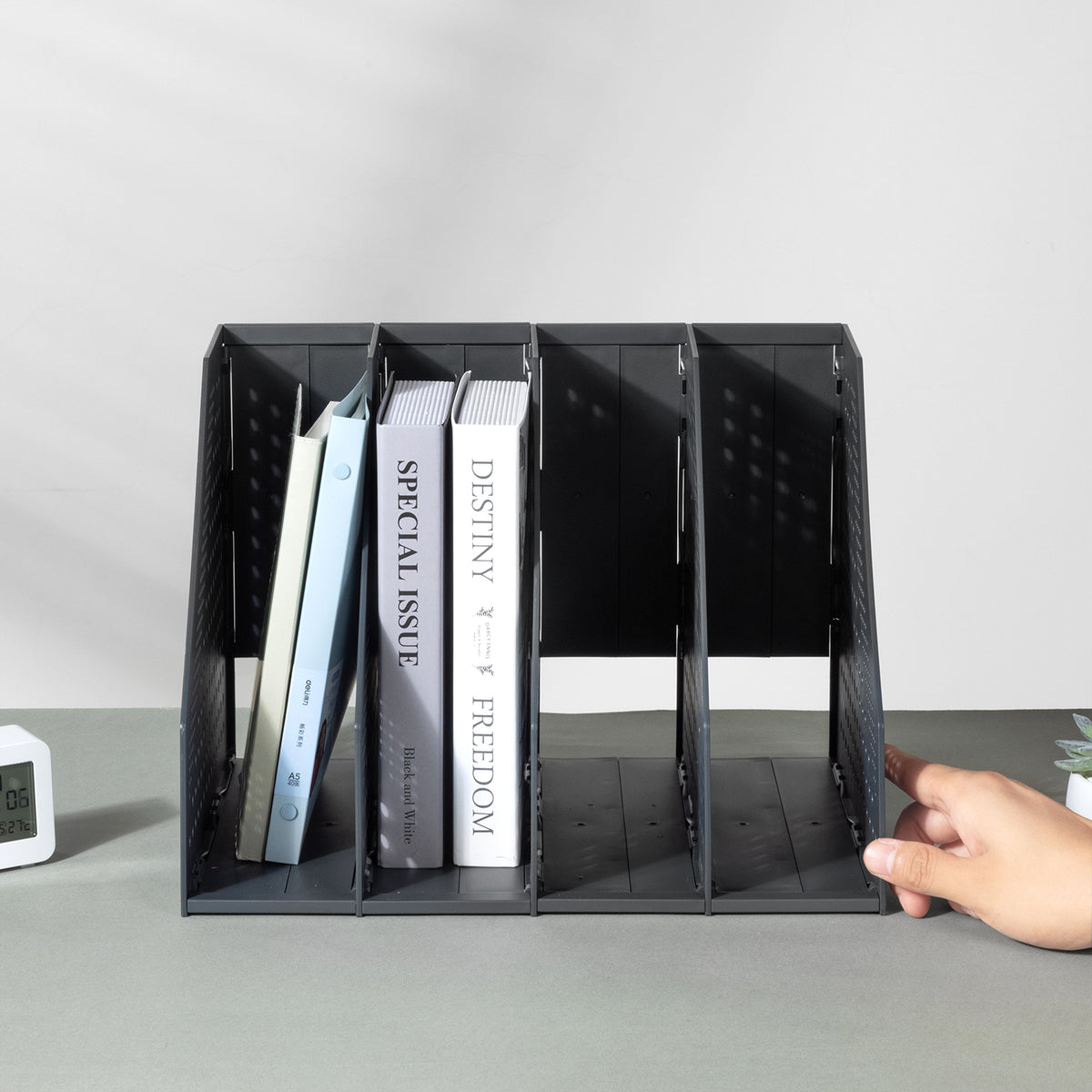 Deli drievoudige documentenorganizer, opbergoplossing voor bureau, donkergrijs, 1 stuk