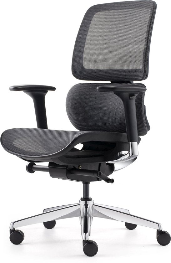BENS 839DCR-Synchro-3 - Luxe Ergonomische Bureaustoel - Zwevende Zitting - Gepolijst Aluminium Voetenkruis - GREENGUARD GOLD - Voldoet aan NEN-EN1335 & ARBO normen