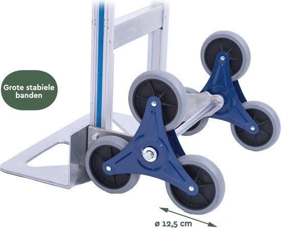 BRASQ Steekwagen Opvouwbaar Aluminium - Draagvermogen 150 KG - Steekkar - Traploper - Transportwagen - Trolley