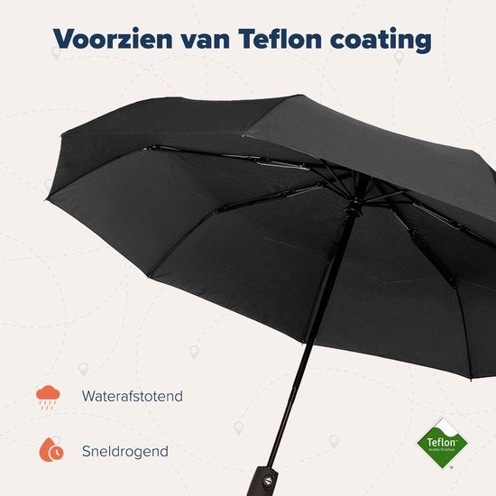 TRVLMORE Automatische Stormparaplu - tot 100km p/u - Ø 107 cm - Zwart