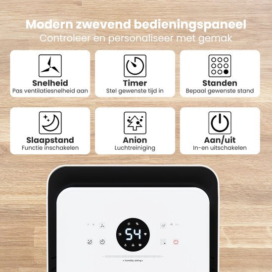 Auronic Luchtontvochtiger en Luchtreiniger - Pro Series - 20L per dag - Was-droog functie - Slaapkamer, Badkamer en Woonkamer - Wit