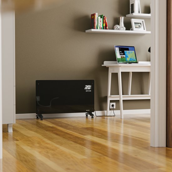 Auronic Elektrische Kachel – Met Thermostaat en Afstandsbediening - Glazen Paneel- 2500W Heater - Zwart