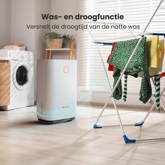 Auronic Luchtontvochtiger - Compact Series - 16L per dag - Was-droog functie - Slaapkamer, Badkamer en Woonkamer - Wit