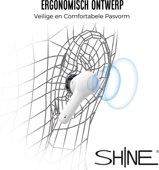 Shine Vertaalcomputer - Vertaal apparaat met spraak - Draadloze Oordopjes Wit - EarPods met Vertaalfunctie - Bluetooth 5.0 - 127 Talen en 97% Accuraat - 24 Uur Batterij