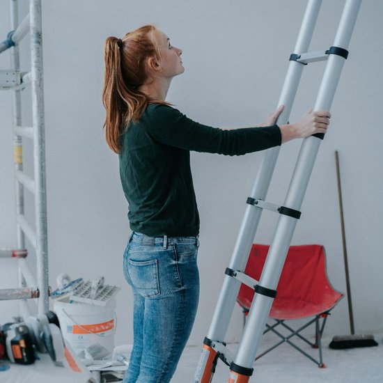 Batavia Telescopische ladder 2.63m - SoftClose & AntiSlip - Uitgeschoven lengte 263cm - Antislip - Gepatenteerde soft-close - Max. belasting 150kg - Werkhoogte 363cm - Giraffe Air