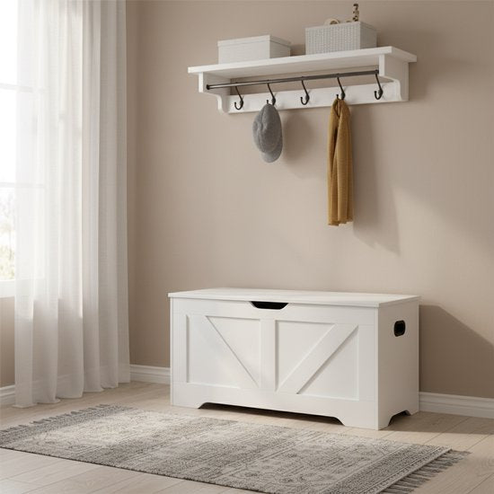 VDD - Opbergkist - Opbergkist Wit - Opbergkist hout - Speelgoedkist - Dekenkist - wit - groot - 100 x 40 x 46 cm