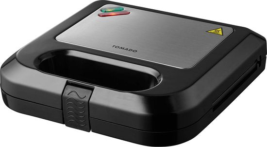 Tomado TGS2001S - Tosti ijzer - Grillapparaat - PFAS vrij - Tosti apparaat - 750 watt - 22,5 x 13 cm - Zwart/RVS