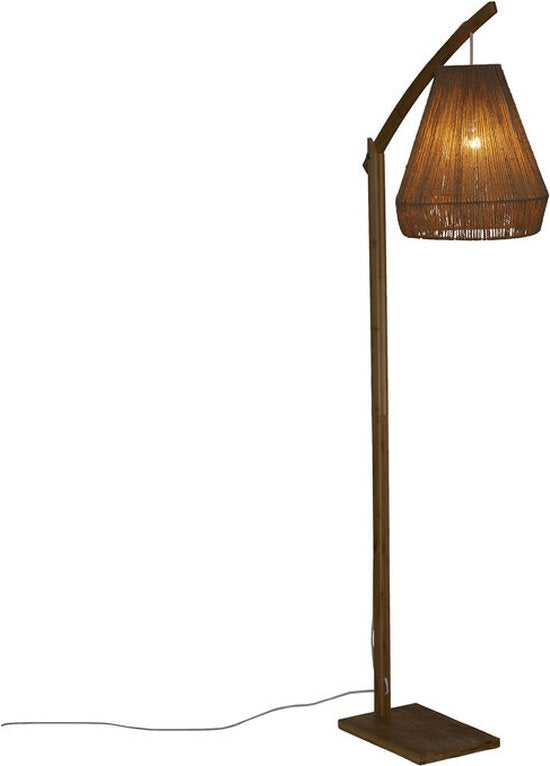 Bamboe boogstaande lamp met gevlochten hennep lampenkap PALM