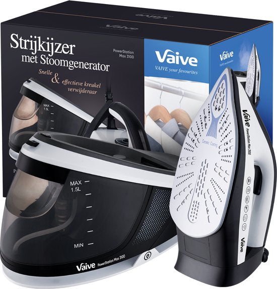 VAIVE PowerStation Max 3100 Stoomstrijkijzer met Stoomgenerator - Strijkijzer - Iron - stoomstrijkijzers - 3100W - 1,5 L Watertank