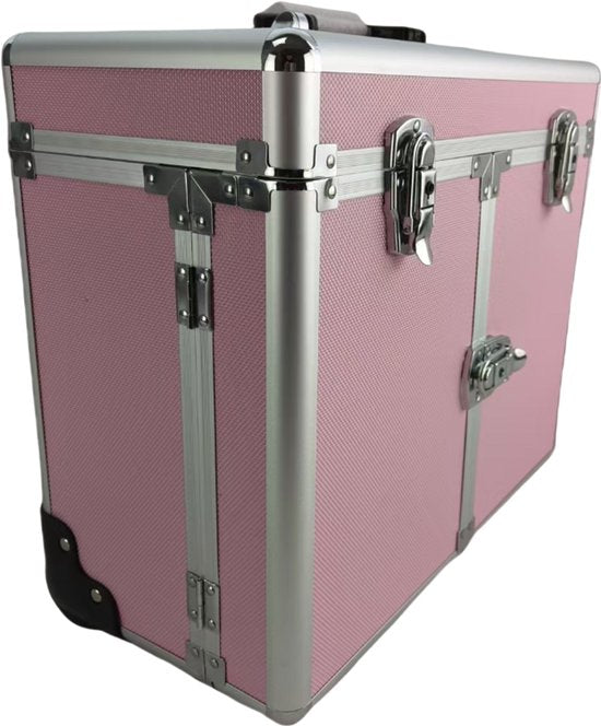 VDD - Kapperskoffer - kappers trolley – Kappers Koffer – Kapperstrolley – Kapperstas - Schmink visagie koffer trolley – Verrijdbaar – Draagbaar - Roze