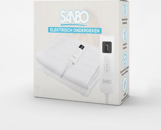 Sanbo Elektrische Deken - 2 Persoons - 150 x 160 cm - Wasmachinebestendig - Onderdeken - 7 Standen - Met Hoekelastieken