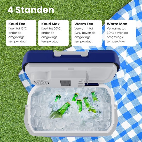 Auronic Koelbox Elektrisch 12V en 230 volt - Coolbox - Auto - Koelen en Verwarmen - 20L - Frigobox - Blauw