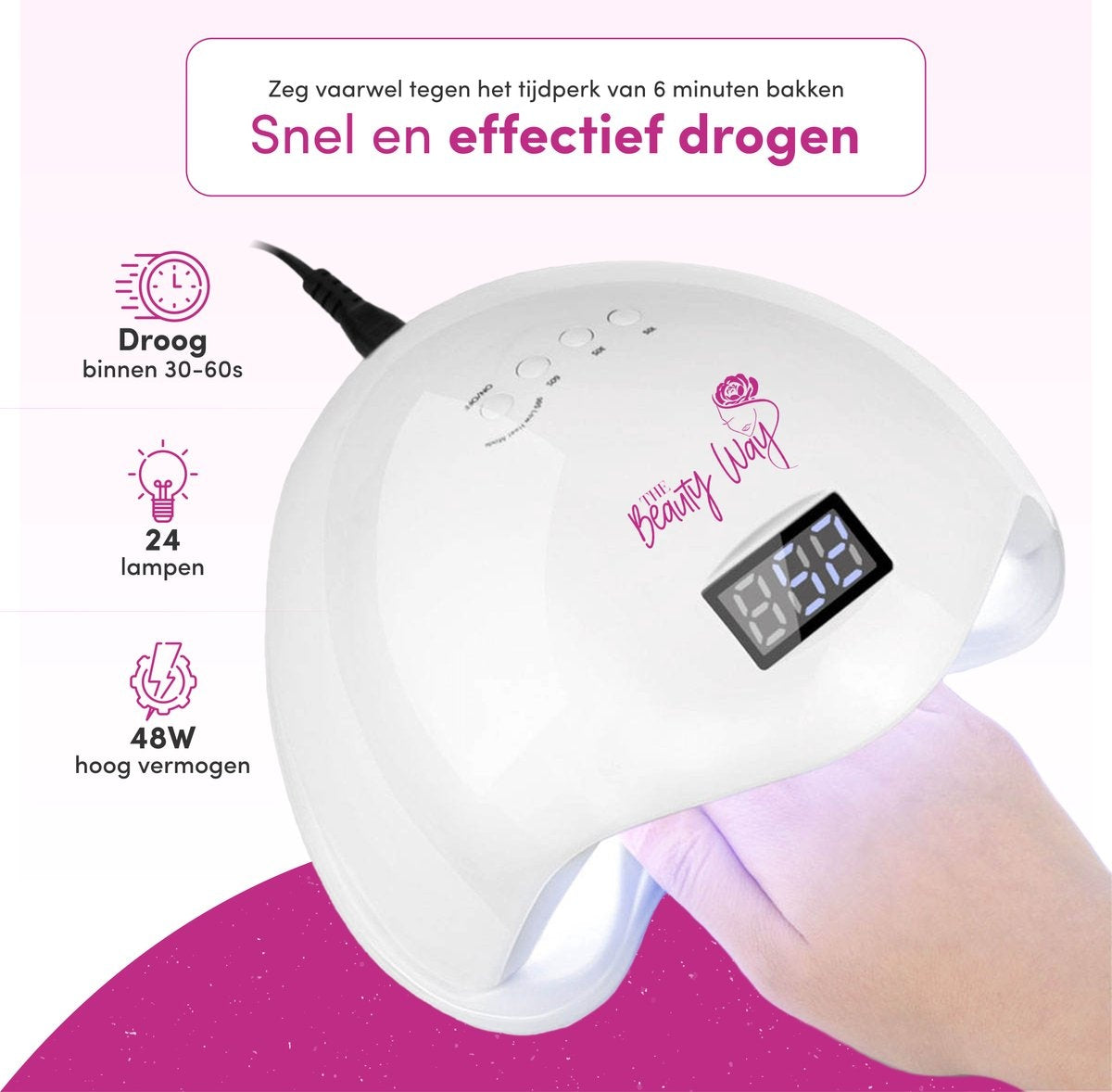 TheBeautyWay Nageldroger - voor Gelnagels - Geschikt voor elke Nagel Gellak - 24 LEDs