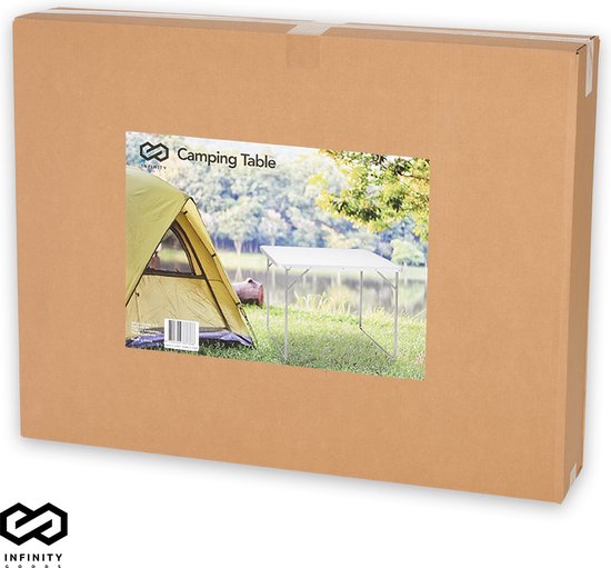 Infinity Goods Campingtafel - Inklapbaar - Tuintafel - 80x60x70 cm - Buiten/Binnen - Draaghandvat - Compact - Aluminium - Wit