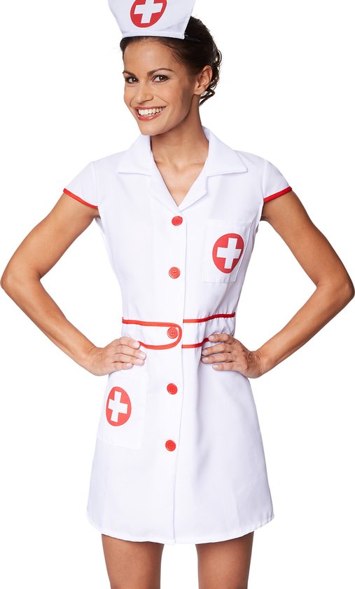 Dressforfun Vrouwenkostuum sexy verpleegster M - verkleedkleding kostuum halloween verkleden feestkleding carnavalskleding carnaval feestkledij partykleding - 301504