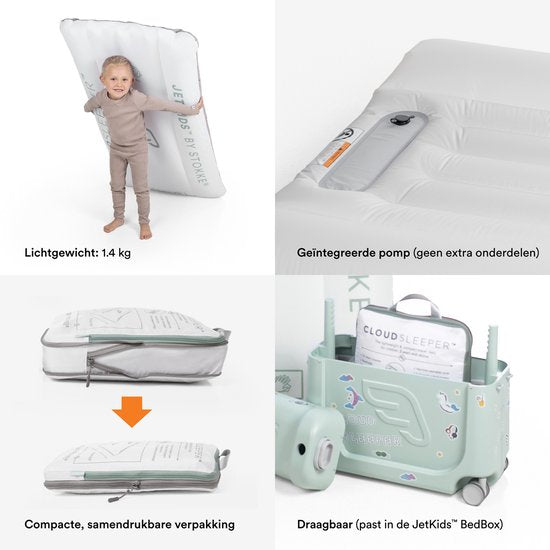 Stokke JetKids CloudSleeper, Mickey Celebration - Opblaasbaar reisbed - Geïntegreerde pomp, ademende mesh-hoes en bumpers over volledige lengte om uw kind veilig te houden - voor kinderen vanaf 3 jaar