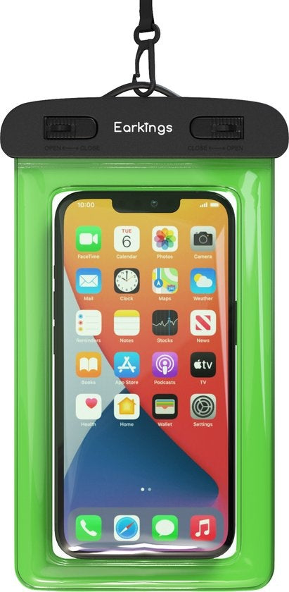 Waterdichte telefoonhoesjes - Drybag Set van 2 stuks - Onderwater Hoesje Telefoon voor Alle Telefoons - Waterdicht telefoonhoesje Earkings - Zwart & Groen