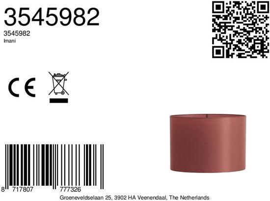 Light & Living - kap - Imani - roze - textiel - E27 - 3545982