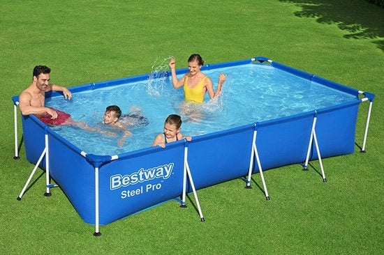 Bestway Opzetzwembad – Rechthoekig Stalen Frame – 5700L Inhoud – 400 x 211 x 81 cm – Blauw