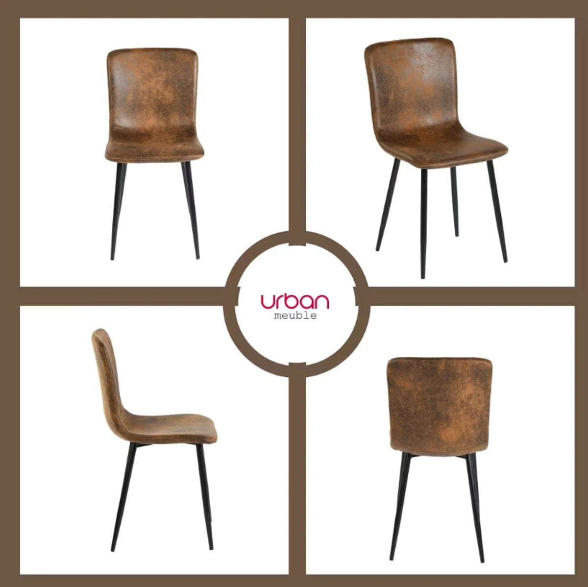 Urban Meuble Stoelenset 4 Stuks - Luxe Eetkamerstoelen Grijs Imitatiebont - 44x54x87 cm