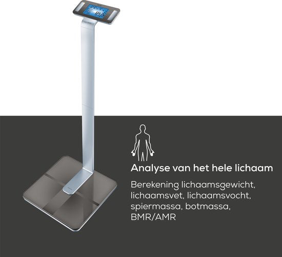 Beurer BF 1000 Super Precision Personenweegschaal - Uitgebreide lichaamsanalyse - Kolomweegschaal - Verlicht XXL display - Tot 200 kg - Kruismeting - 8 Elektroden - Bluetooth® - Beurer HealthManager Pro app - Incl. batterijen
