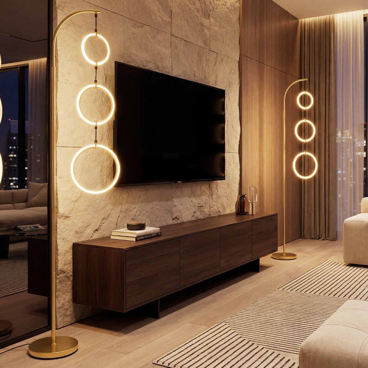 Coast Staande Lamp - dimbaar met voetschakelaar - 3 LED-lichtringen - goud