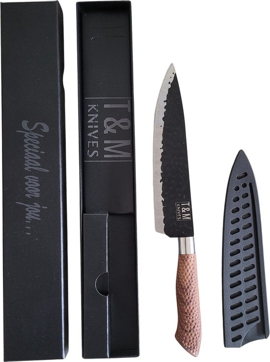 T&M Knives Japans Keukenmes Woods 32cm - Lichtgewicht Japans Koksmes Gehamerd Staal - Inclusief Cadeaubox