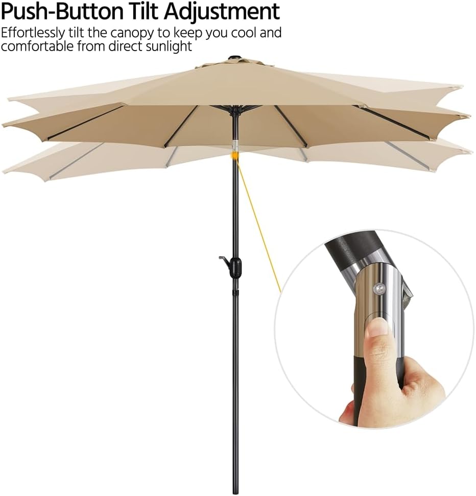 Tuinparasol 300 cm met 8 Baleinen, Zwengel en Ventilatieopening Kaki